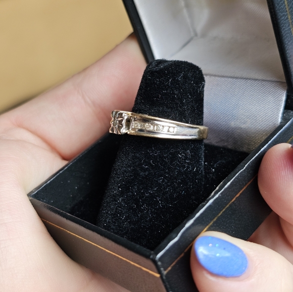 10k diamond ring size 7. Resizeable by a jeweler. Stamped 10k. Genuine diamonds. - Picture 9 of 12